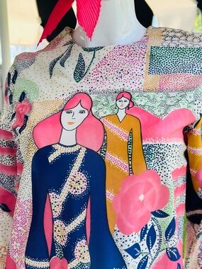 Vintage 70’s Boho Novelty Print Girl Dress